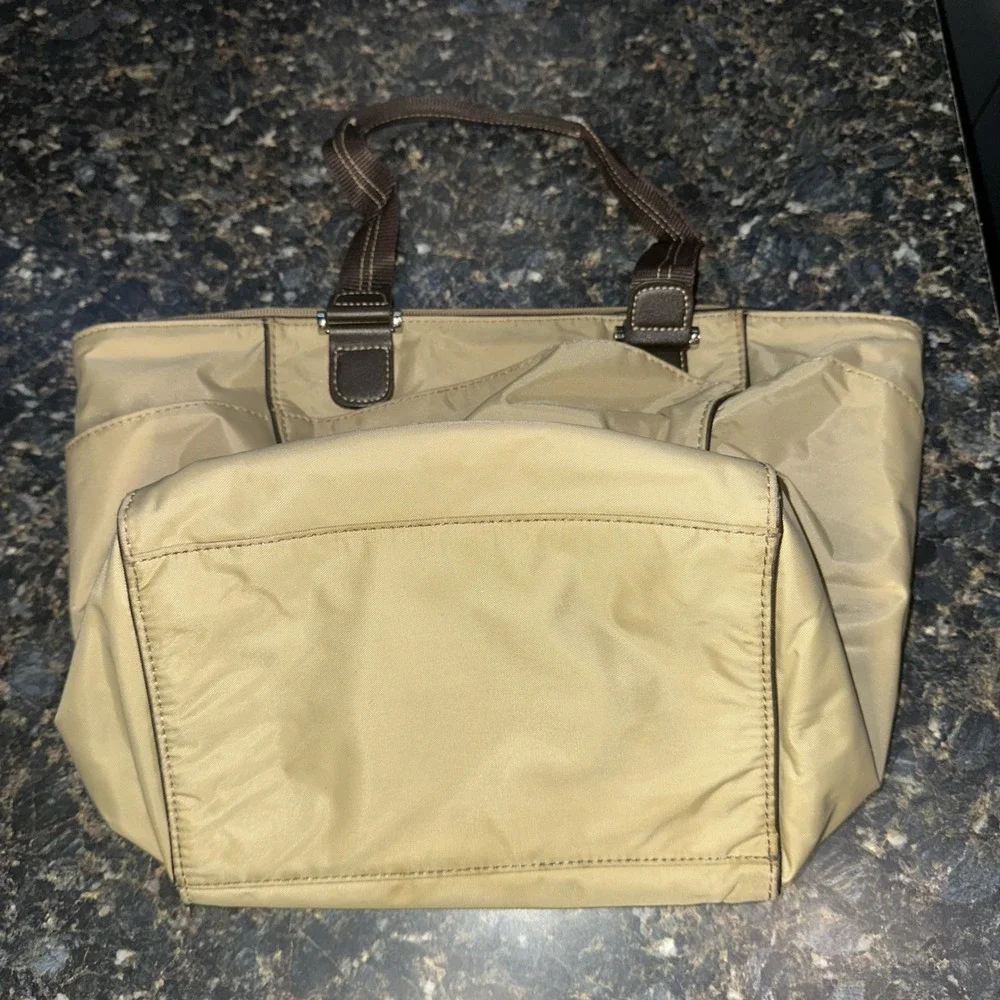 Y2K Liz Claiborne Crossbody Bag Brown‎ Nylon Strap Travel Purse